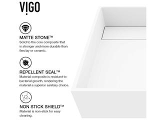 Vigo Montauk Matte Stone Square Vessel Bathroom Sink