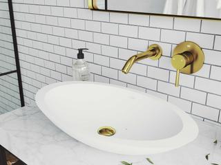 Vigo Olus Matte Brushed Gold Single-Handle Wall-Mount Bathroom Faucet with Pop-Up Drain