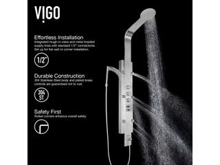 Vigo Mateo Stainless Steel 6-Jet Shower Panel System with Fixed Rainhead and Hand Shower Wand