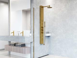 Vigo Ellington Matte Brushed Gold 4-Jet Shower Panel System with Round Head and Hand Shower Wand