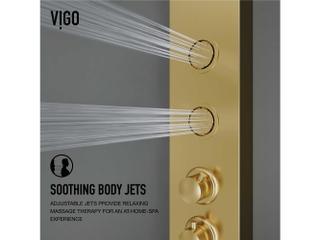 Vigo Ellington Matte Brushed Gold 4-Jet Shower Panel System with Round Head and Hand Shower Wand