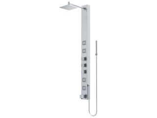 Vigo Bowery 4-Jet Shower Panel System with Square Rainhead, Tub Filler and Hand Shower Wand