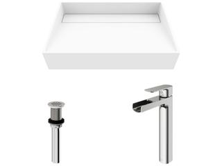 Vigo Starr Rectangular Vessel Bathroom Sink with Amada Faucet and Drain