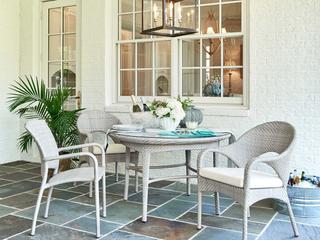 Woodbridge Outdoor Saint Lucia Floral Gray Aluminum Wicker Cushion Dining Chair
