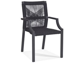 Woodbridge Outdoor Graphite Gray Aluminum Teak Recycled Plastic Dining Chair