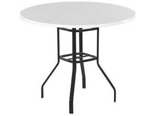 Windward Design Group Fiberglass Top Aluminum Round Patio Bar Table with Umbrella Hole