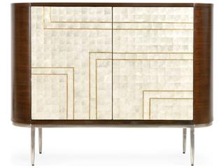 Wildwood Shelldon Brown Mahogany Wood White Capiz Bar Cabinet