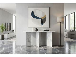 Whiteline Modern Living Selva Rectangular Marble Console Table