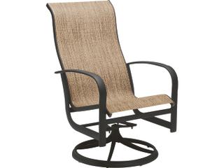 Fremont Sling Aluminum High Back Swivel Rocker Outdoor Dining Arm Chair