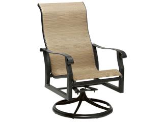 Cortland Sling Aluminum High Back Swivel Rocker Outdoor Patio Dining Arm Chair