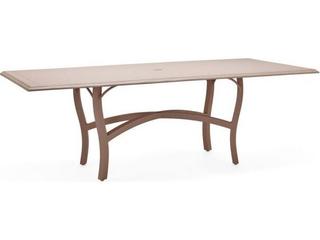 Solid Cast Aluminum Rectangular Large Outdoor Patio Dining Table with Umbrella Hole in Carson Base