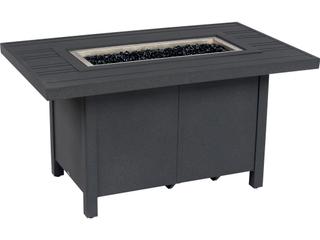 Aluminum Rectangular Tri-Slat Top Chat Height Outdoor Fire Pit Table