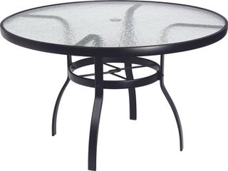 Aluminum Deluxe Round Obscure Glass Top Table with Umbrella Hole