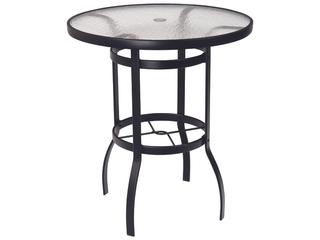 Aluminum Deluxe Round Obscure Glass Top Patio Bar Height Table with Umbrella Hole