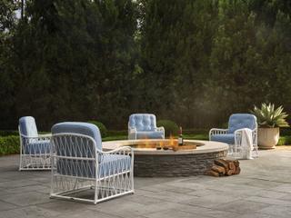 Woodard Cane Aluminum Firepit Outdoor Patio Lounge Set