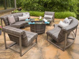 Woodard Reunion Wicker Calico Outdoor Patio Lounge Set
