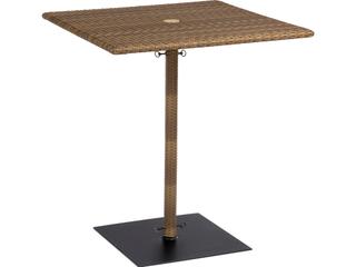 Woodard Whitecraft All-Weather Wicker Square Outdoor Patio Bar Table with Umbrella Hole