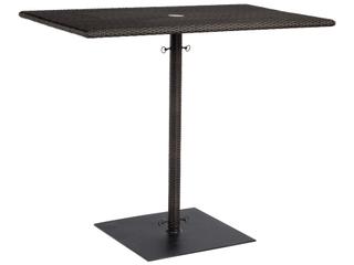 Woodard Whitecraft All Weather Wicker Rectangular Outdoor Patio Bar Height Table with Umbrella Hole