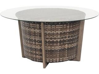 Reunion Wicker Calico Round Glass Top Patio Chat Table