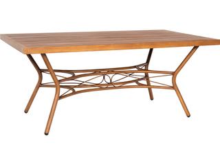 Cane Aluminum Cane Rectangular Slatted Top Outdoor Dining Table