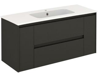 Ambra 47-Inch Wall Mounted Bathroom Vanity in Anthracite with Integrated Ceramic Sink