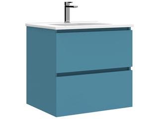 Flora 24 Inch Wall Mounted Bathroom Vanity in Island Matte with Integrated Ceramic Sink