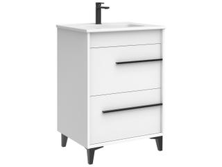 Lotus 24-Inch Freestanding Bathroom Vanity in Glossy White with Ceramic Sink