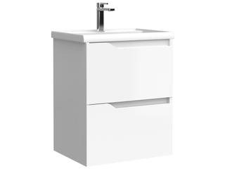 Menta 20 Inch Wall Mounted Single Basin Vanity With Ceramic Top In Glossy White