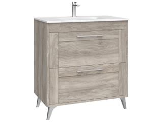 Rose 32 Inch Freestanding Bathroom Vanity in Grey Pine with Integrated Ceramic Sink