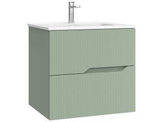 Tulipa 24-Inch Wall Mounted Vanity with Integrated Ceramic Sink in Matte Leaf