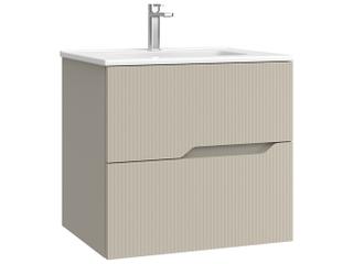 Tulipa Wall Mounted Bathroom Vanity in Matte Mink with Integrated Ceramic Sink