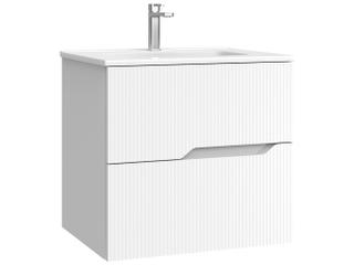 Tulipa C60 Wall Mounted Bathroom Vanity in Matte White with Integrated Ceramic Sink