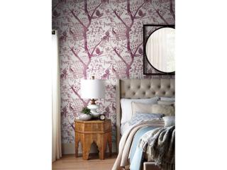 York Wallcoverings Antonina Vella Boho Luxe Purple Peacock Block Print Wallpaper