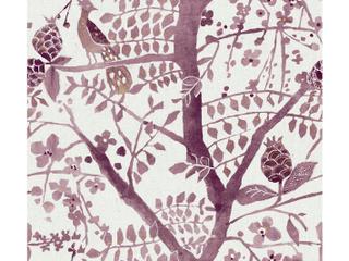 York Wallcoverings Antonina Vella Boho Luxe Purple Peacock Block Print Wallpaper