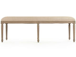 Zentique Louis Khaki Red Stripe Cream Upholstered Accent Bench