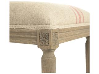 Zentique Louis Khaki Red Stripe Cream Upholstered Accent Bench