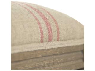 Zentique Louis Khaki Red Stripe Cream Upholstered Accent Bench