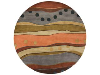 Antara Abstract Hand Tufted Wool Round Area Rug in Multicolor