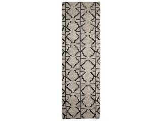 Enzo Geometric Hand-Tufted Wool Runner Area Rug in Charcoal Gray