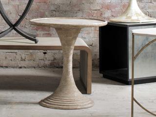 Gabby Gloria Round Antique Gold & Silver Leaf End Table