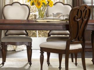 Hooker Furniture Leesburg Mahogany Wood Brown Upholstered Side Dining Chair