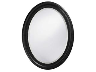 George Oval Wall Mirror in Matte Black with Groove Accents