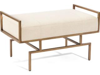 Wiggins Upholstered Bench in Antique Gold and Neutral Fabric