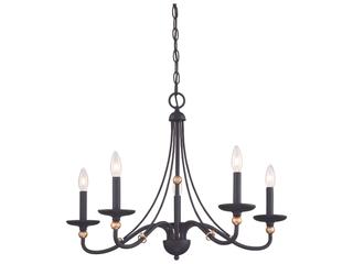 5-Light Westchester County Chandelier in Sand Coal with Skyline Gold Leaf