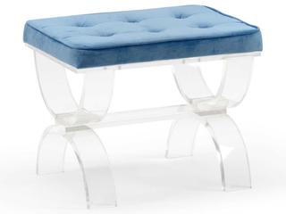 Harlow Acrylic and Blue Velvet Bench