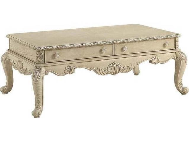 Ragenardus Rectangle Coffee Table in Antique White with Two Drawers