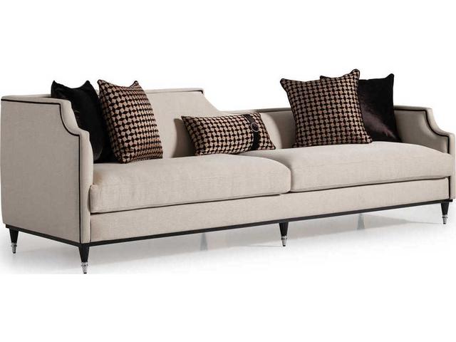 La Francaise Mansion 4-Seat Fabric Sofa in Cafe Beige with Accent Pillows
