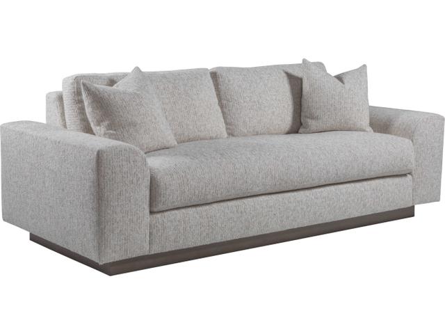 Home Lana 3-Seat Bench Seat Sofa in Gray Chenille with Driftwood Base