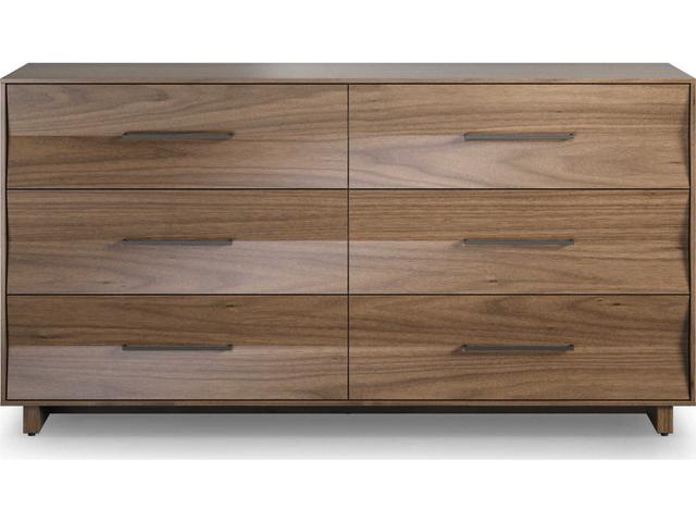Kava 6-Drawer Dresser in Natural Walnut with Powder-Coated Steel Base