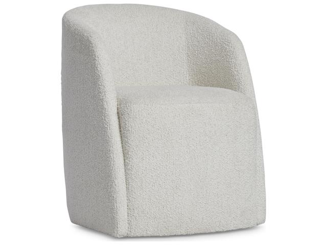 Arcadia Upholstered Dining Armchair with Casters in Neutral Fabric